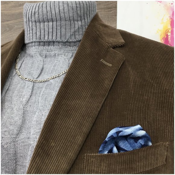 Adolfo Mens Blazer Sport Coat Two Button Casual Jacket Size 44R Corduroy Suits‎ - Picture 4 of 13